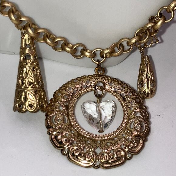 Vintage Filigree Charms Gold-Tone 18 1/8" Necklace! - Picture 15 of 16